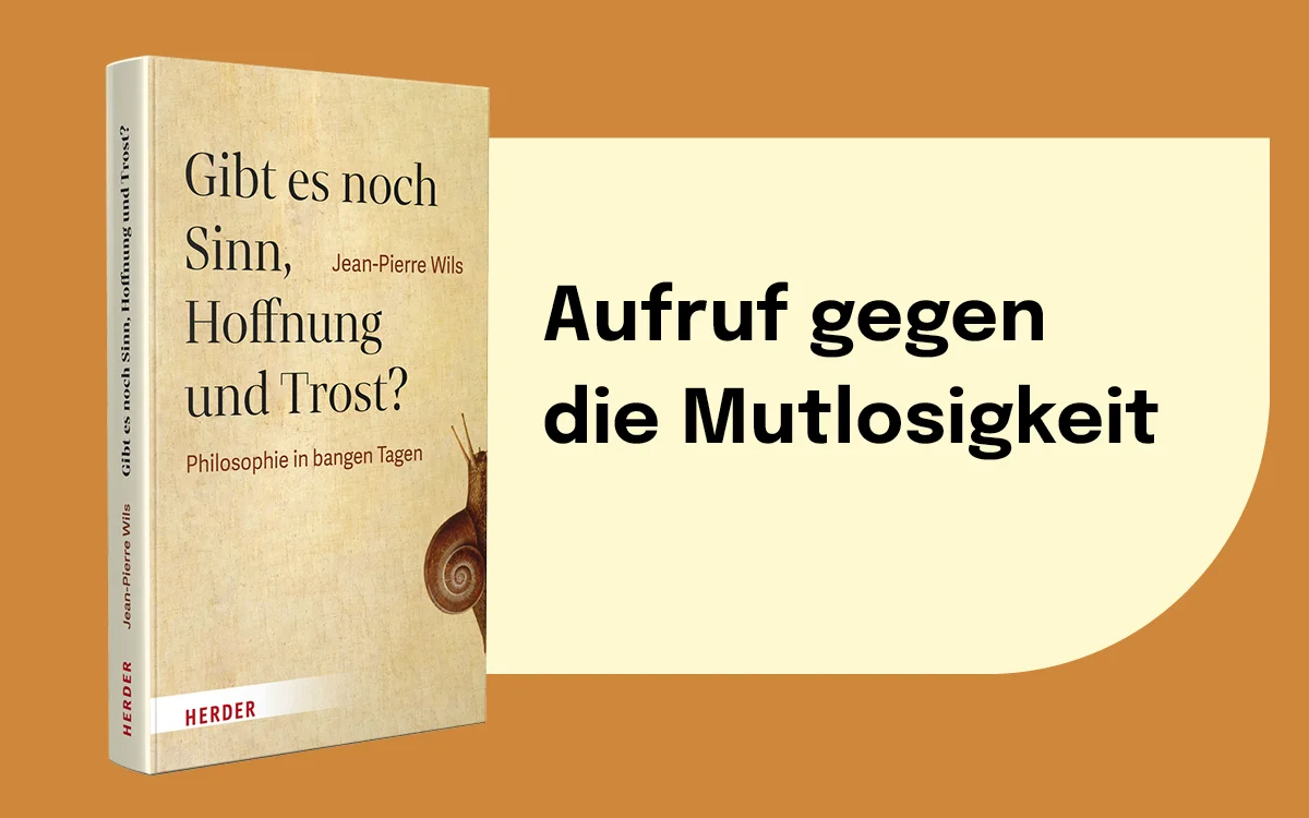 Buchcover 'Gibt es noch Sinn, Hoffnung und Trost?' von Jean-Pierre Wils mit Schneckenhaus-Illustration
